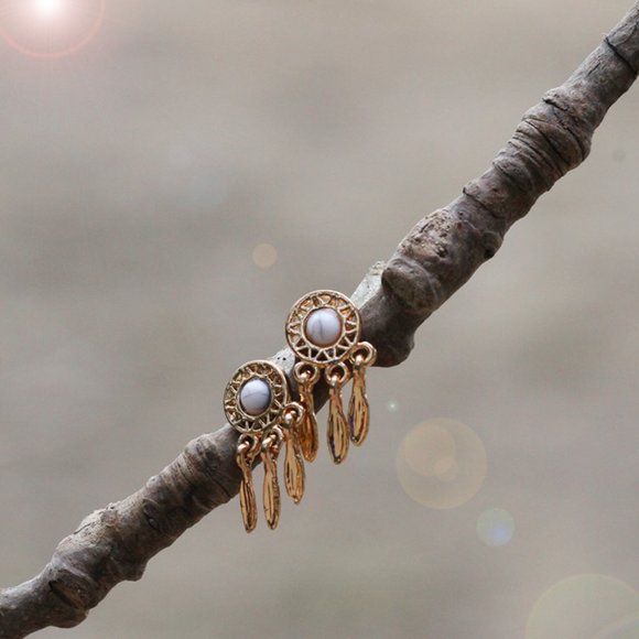 Marble Earrings Studs Victoria Style Delicate - Picture 5 of 7